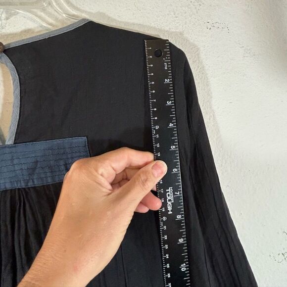 PEACOCK WAYS Ladies Tunic Black One Size Lagenlook Artsy Art To Wear Boho Casual - Picture 8 of 12